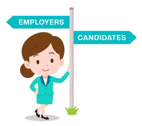 Professional woman holding direction signs representing recruitment paths for employers and job seekers in West Midlands